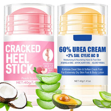 2Pcs Peach Scented and 60 Urea Foot Cream Set,Moisturizer Heel Stick Balm,Inten