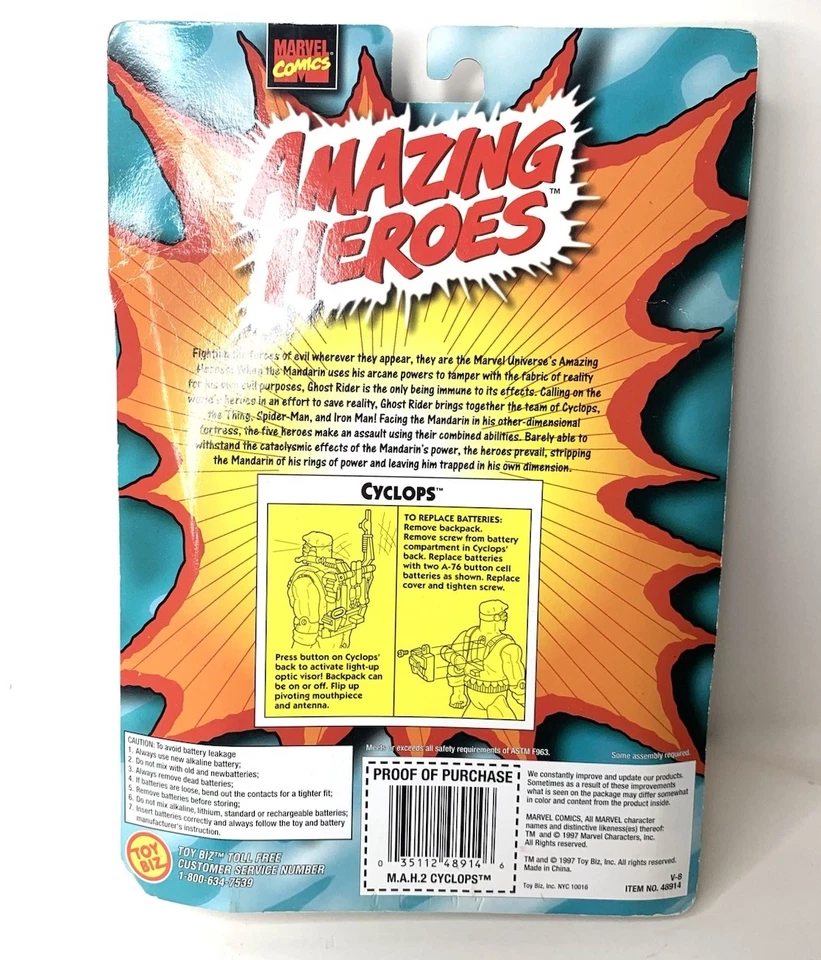 Figura de acción X-Men CYCLOPS Marvel Amazing Heroes 1997 Toybiz de colección Foto 2 de 3