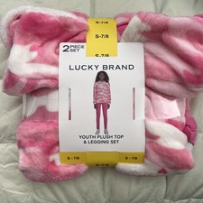 Girls Size Small 7/8 Lucky Brand 2-Piece Plush Hoodie  Legging Set Outfit Pink