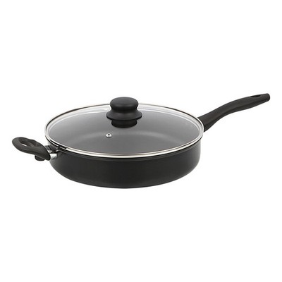 4 Quart Multi-Use Non-Stick 28cm Black Jumbo Cooker Frying Pan with Glass Lid