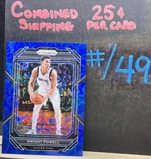 💥#/49 BLUE SCOPE PRIZM COLOR MATCH💥 Dwight Powell 2022-23 Prizm 187 MAVS SP