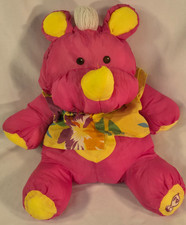 Vintage Fisher Price Wild Puffalump Rhino Pink/Yellow Plush; Very Nice 