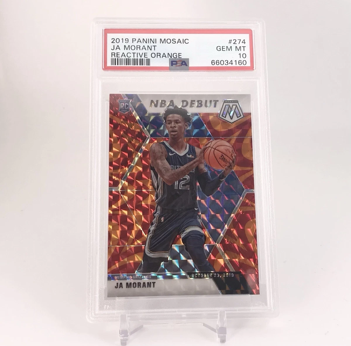 Panini Mosaic NBA 2019-20 RC Lot 2 Karten Ja Morant NBA Debut #274 PSA10/9