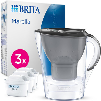 BRITA Wasserfilter Kanne Marella Graphit (2,4L) Inkl. 3X MAXTRA PRO Pure Perform