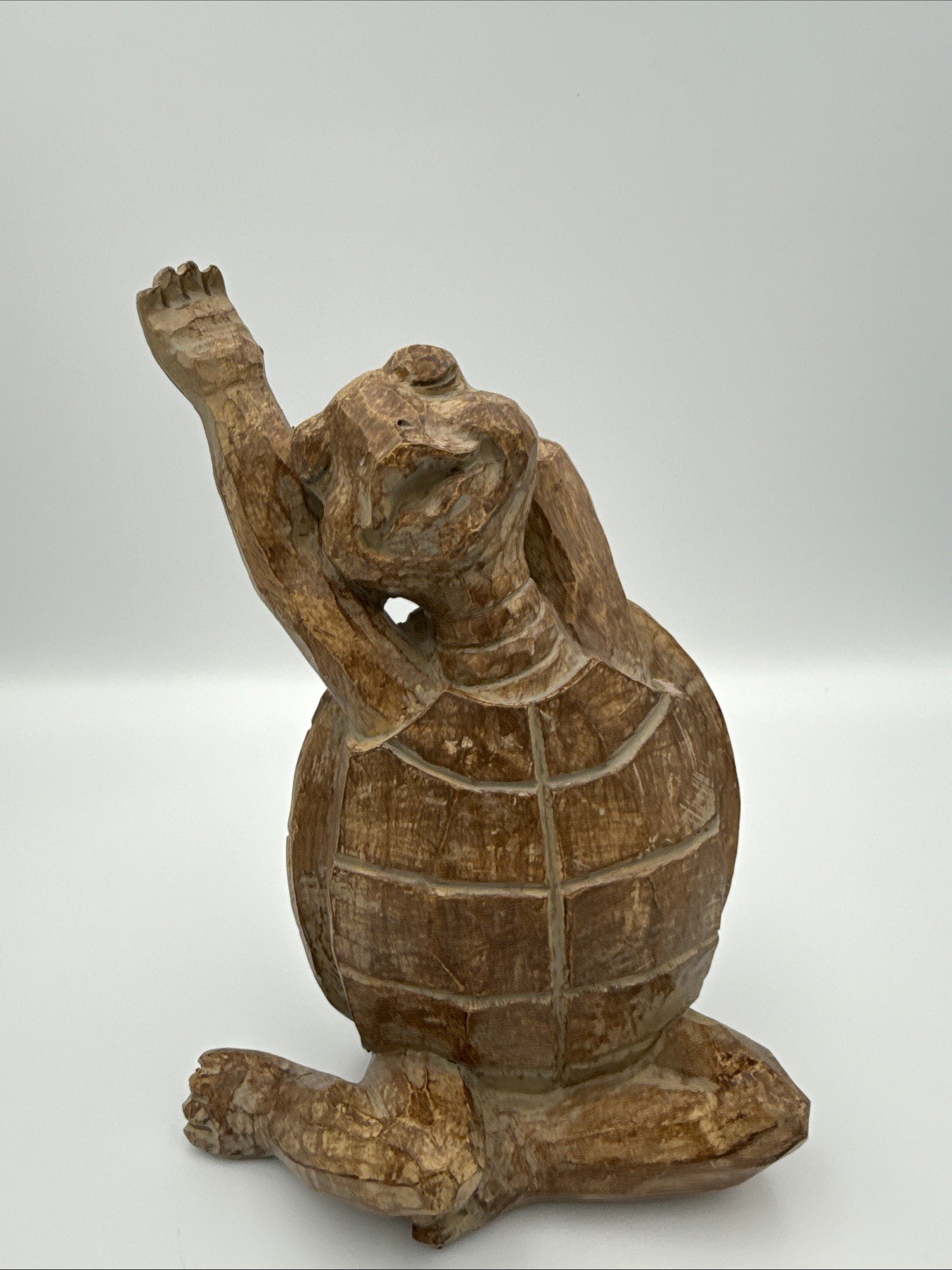 Vintage Cracker Barrel Wooden Yoga Turtle Collectible