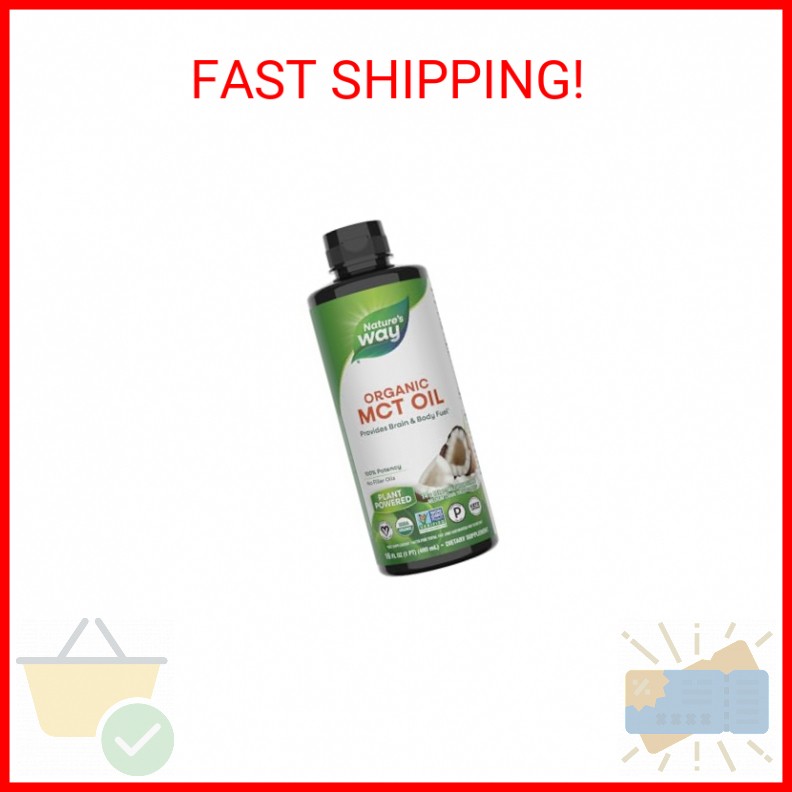 Nature's Way Organic MCT Oil, 16 Fl Oz, Brain and Body Fuel from Coconuts*, C8 C
