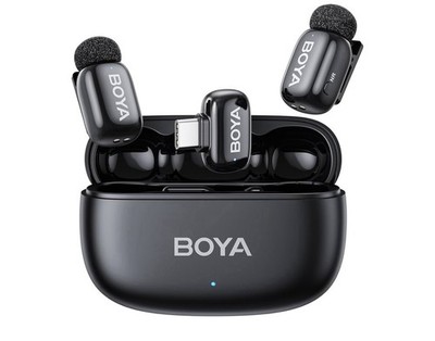 BOYA Mini Wireless Lavalier Mic USB-C, 2.4GHz, AI Noise Cancel, 30h Battery