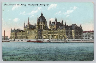 Vintage Budapest Parliament Building Postcard Gothic Dome Austria-Hungary