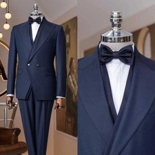 Mens Peak Lapel Tuxedo Groom Banquet Evening Wedding Formal Outfit