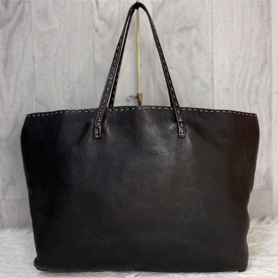 FENDI Calf Leather Shoulder Tote Bag Selleria A4 Compatible Brown Women's Japan — image 3