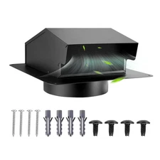 VEVOR 8 Inch Hooded Wall Vent Cover SPCC Steel Roof Exhaust 1 Pack Black