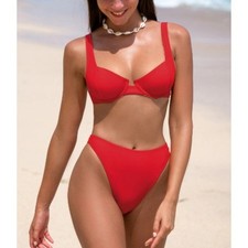 Cupshe Women's Bold Red Citrus Aperol Spritz Swim Bikini Top Size XL NWT
