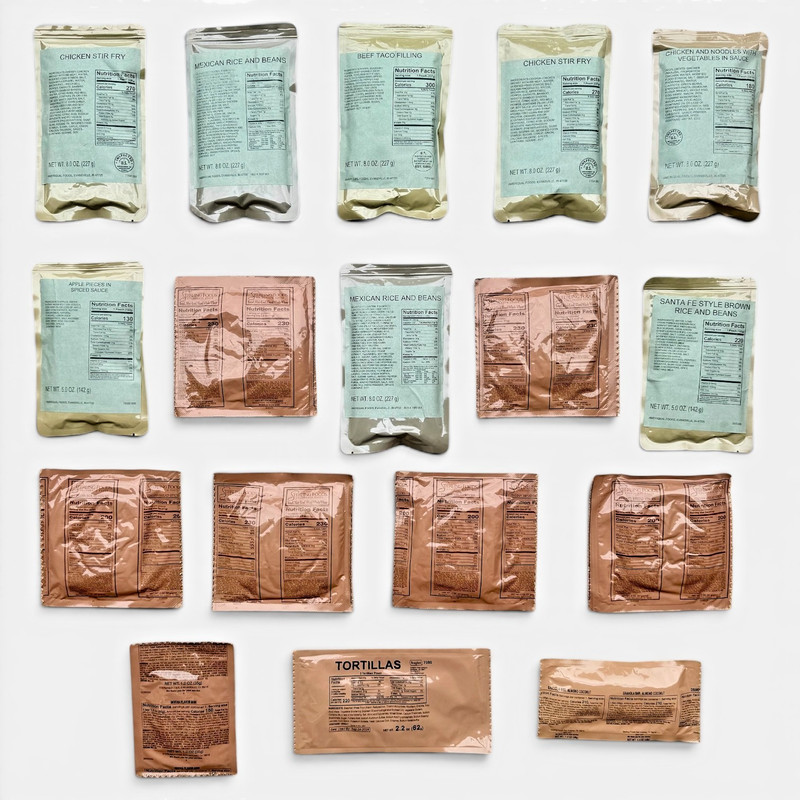 Lot of 17 Military MRE components (2026-2028 Insp), 11 different items, Lot#1265