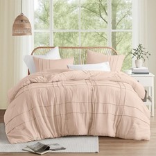 Comfort Spaces Blush Full Size Comforter Set - 3 Pieces Pintuck Pleated Beddi...
