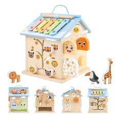 Wooden Activity Cube 8-in-1 Montessori Toys for 6 Months Old 1 2 3 Toddlers