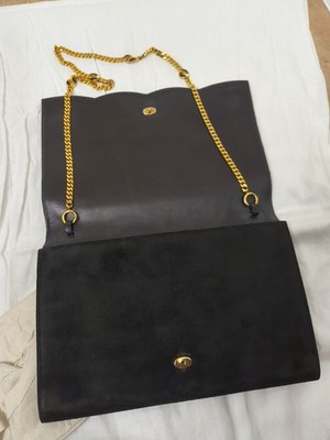 Vintage Salvatore Ferragamo Black Wave Envelope Clutch | Limited Edition 240/503
