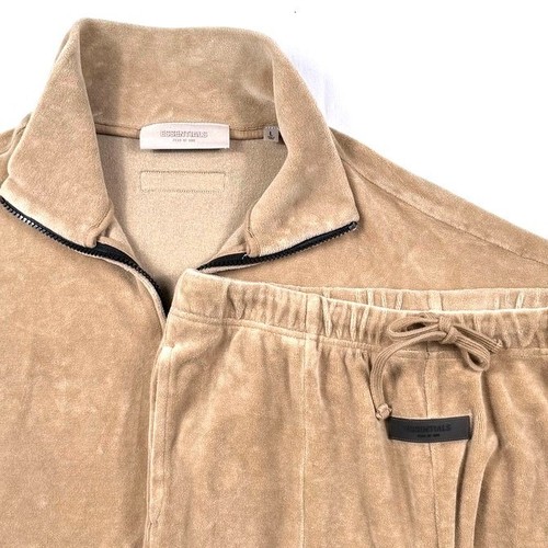 Essentials FOG Wmn's Oak Tan Velour Joggers/Qurter Zip Sweatpants Set Sz L