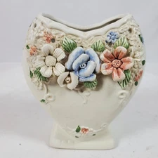Vintage Handcrafted Cloisonne Ceramic Vase 4.5 Inch Tall Floral
