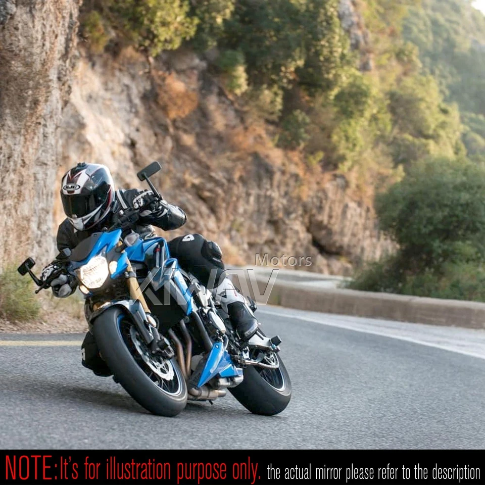 Espejos retrovisores de extremo de barra negro rectangular 12 mm atornillables para BMW F 800 R HP4 S 1000 R Foto 3 de 4