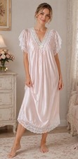 VTG Gilligan O'Malley Pink Satin And Lace Midi Nightgown Romantic Feminine XL