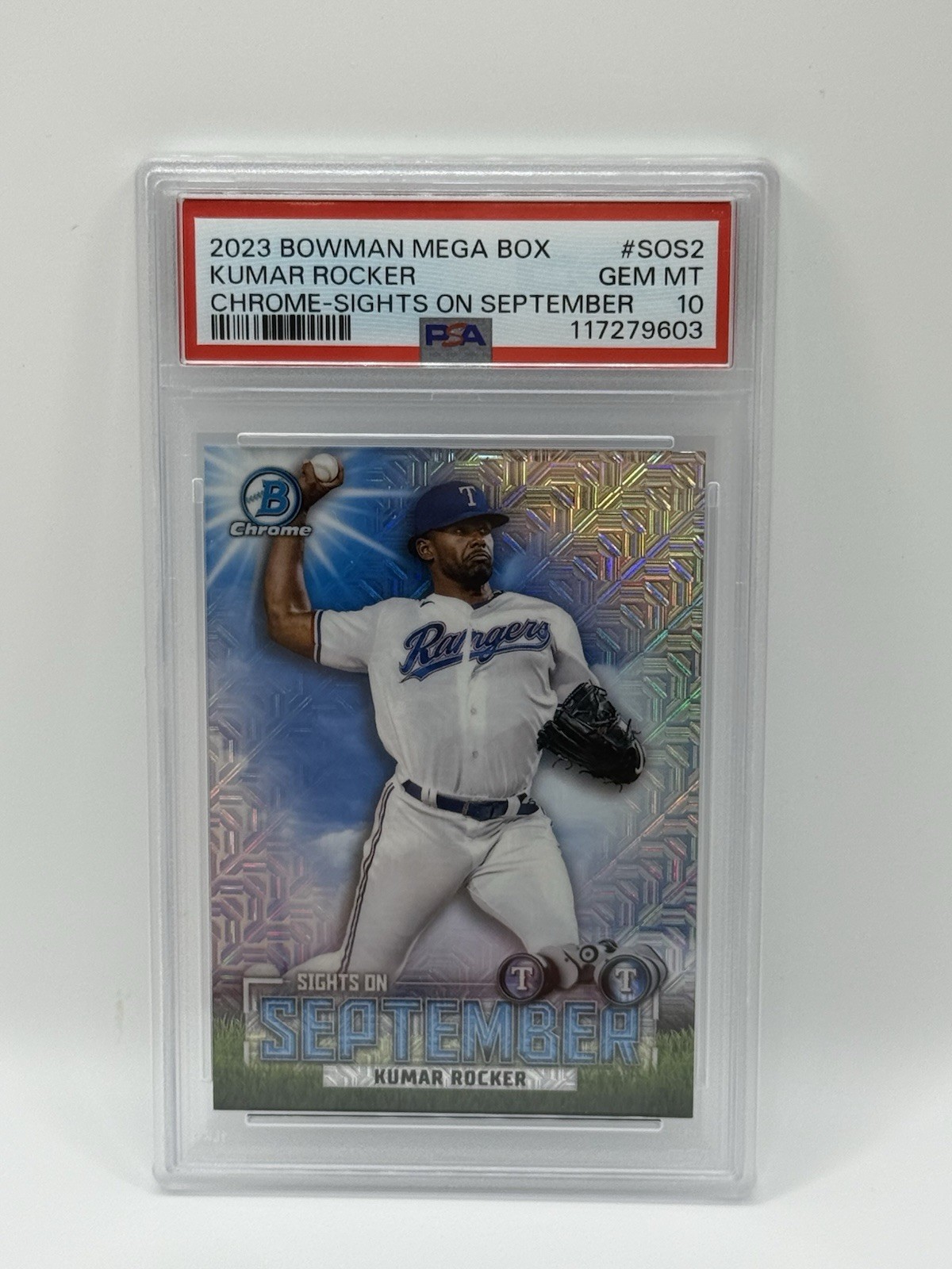 2023 Bowman Chrome KUMAR ROCKER Mojo Sights on September #SOS-2 Rookie PSA 10