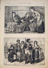 Old Antique Print Sketch Street Summer Roses London Studio Party Romagna