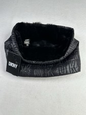 Calentador de cuello negro forrado de piel sintética acolchado acolchado DKNY O/S NUEVO CON ETIQUETAS