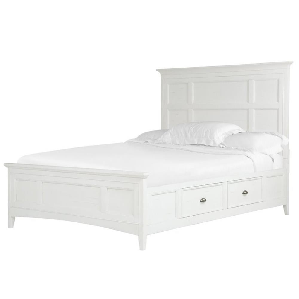 Magnussen Heron Cove Soft White Queen Panel Bed with Storage