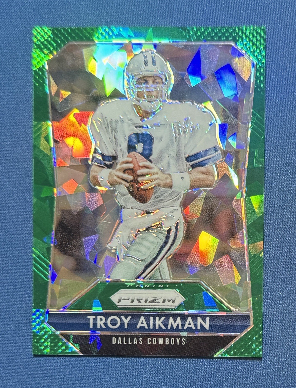 2015 Panini Prizm Troy Aikman Green Crystal Prizm 27/75 Cowboys #8