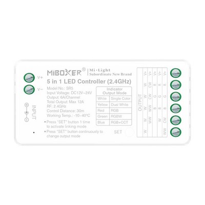 MiBoxer RGBCCT RF LED Controller 3 in 1 RGB - RGBW - RGBCCT - Strip 12/24V | SR5