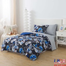 Glow in the Dark Gamer Bedding Set 5 Piece Comforter Bed in a Bag Kids New
