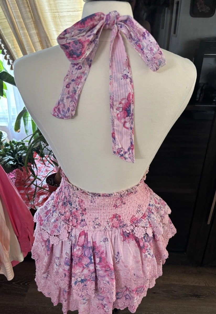 LoveShackFancy Sold out Deanna Halter Mini Dress Fuchsia Purple Floral Size  S | eBay
