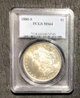 1880S US Morgan SILVER Dollar PCGS MS 64 Very Choice Uncirculated Certified XR!