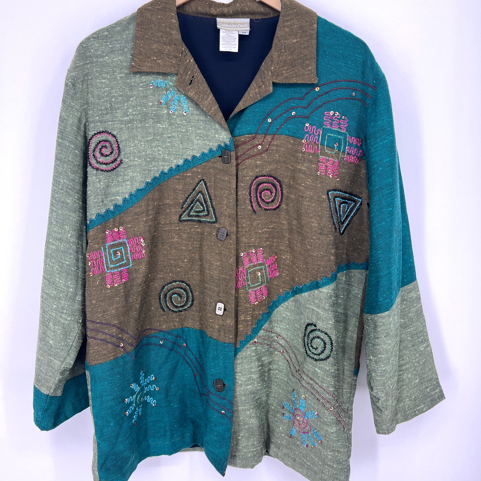 Coldwater Creek Multi-Media Patchwork Embroidered… - image 1