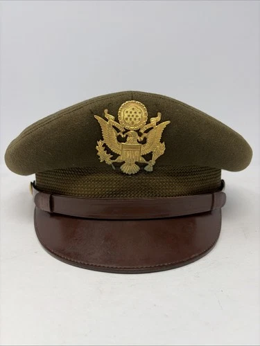 US WW2 Army Officer's Visor Hat - Size 7 1/8 - Military - Vintage - World War 2