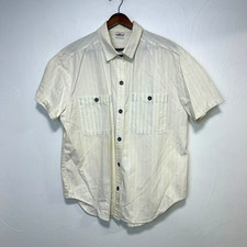 Vintage Palmettos Button Down Shirt Muted Stripes Short Sleeve 90s Casual Mens M