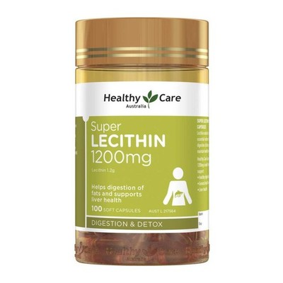 Healthy Care Super Lecithin 1200mg   100 Softgel Capsules | Liver & Fat Metaboli