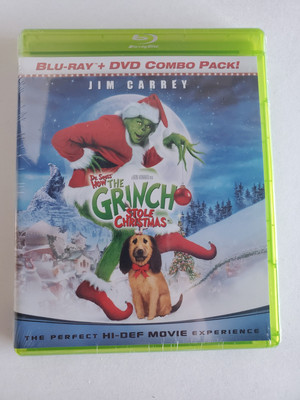 Jim Carrey Dr. Seuss How The Grinch Stole Christmas Blu-Ray + DVD Combo New