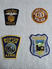 4 OBSOLETE USA LAW ENFORCEMENT CLOTH BADGES POLICE & SHERIFF AMERICAN B.I.N £14