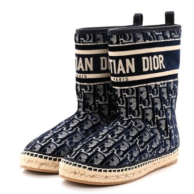 Dior - Granville Espadrille Boots - Navy Blue Oblique Monogram - IT37 / UK4