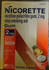 Nicorette Nicotine Gum 2MG Fruit Chill Flavor 100CT Exp 7/28