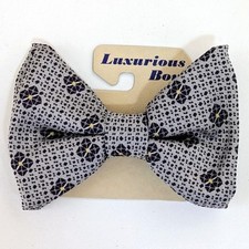 1970s Vintage Purple Patterned Bow Tie Oversized Large Butterfly Clip On