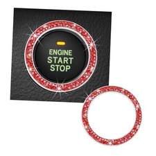 Bling Crystal Double Rhinestone Car Engine Start Decoration Ring, 1 PC Red