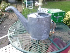 Vintage Curved Spout Tall Oval Galvanized Aluminum Watering Can