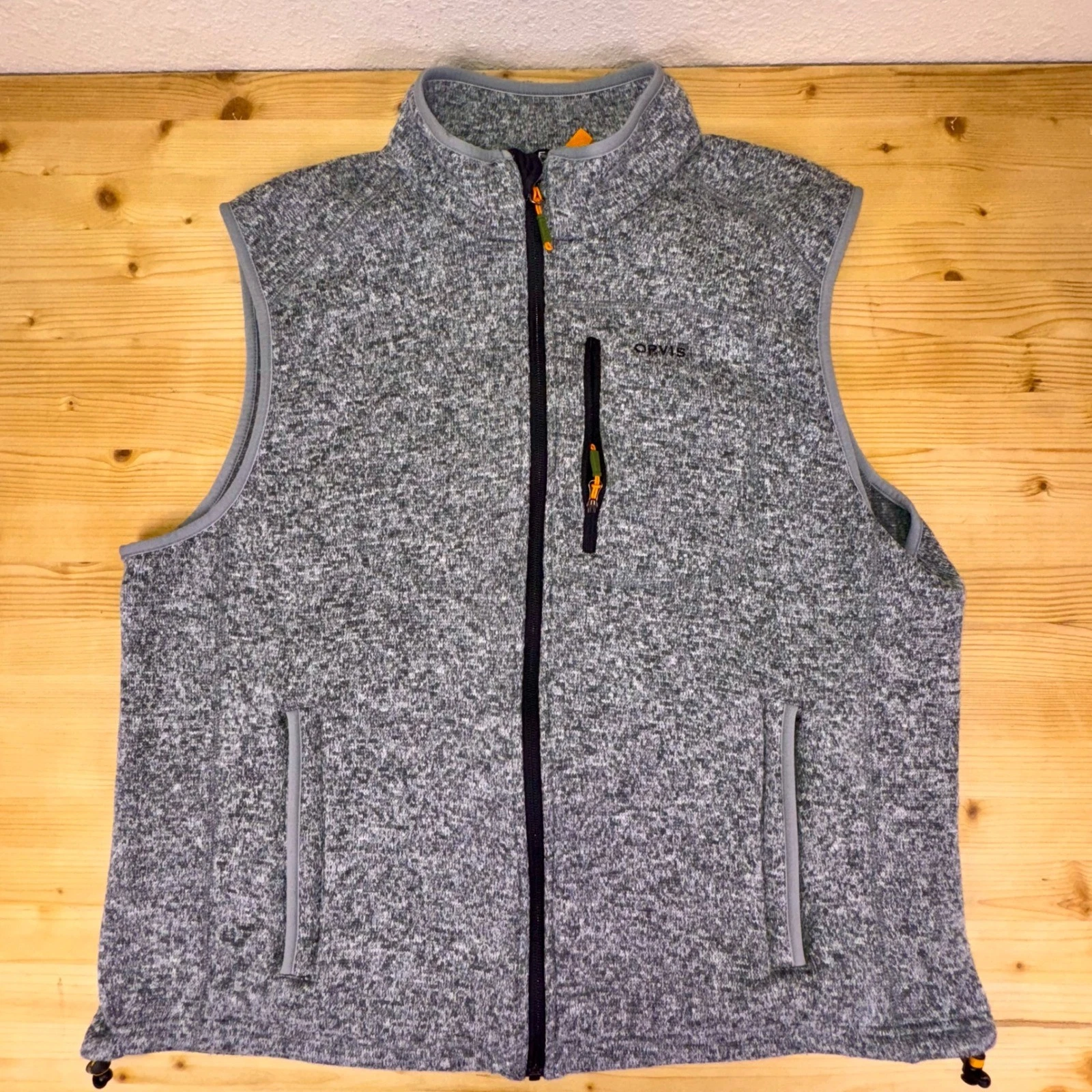 Orvis Gray Fleece Full Zip Vest Men's XL Outdoor Casual Layering