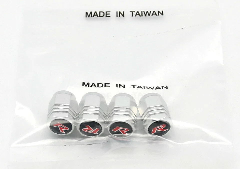 4 PIECES SILVER RACING R ALUMINUM WHEEL RIM TIRE AIR VALVE STEM CAP CHEVROLET ** - Image 2 of 2