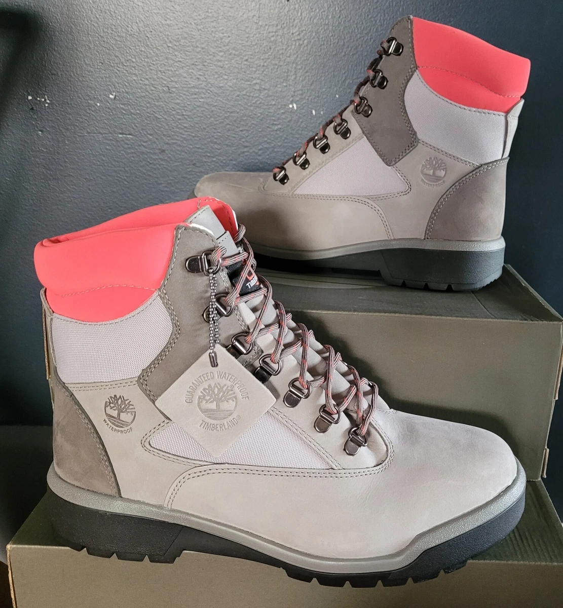 Timberland Converge Waterproof Gray Leather/Canvas Field Boots sz 9M Amazon.com | Timberland Men main image 2