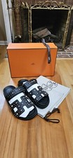 NIB Hermes Size 36 Black Studded Chypre Sandals