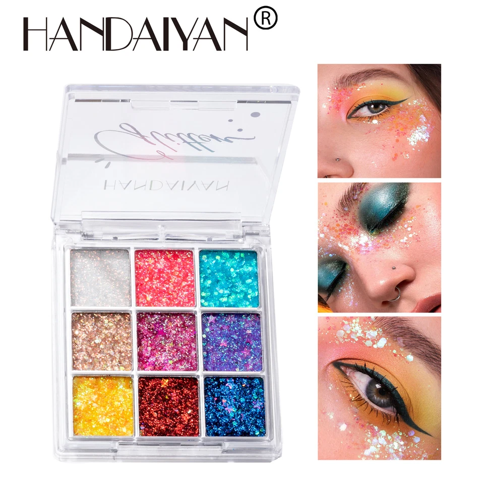 9-Color Glitter Eye Shadow Palette · High-Impact Shimmer Stage & Festival Makeup - Image 2 of 4