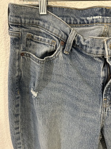 Old Navy Blue Mid-Rise Boyfriend Loose Jeans Straight Relaxed Fit Sz 14 - Picture 3 of 12